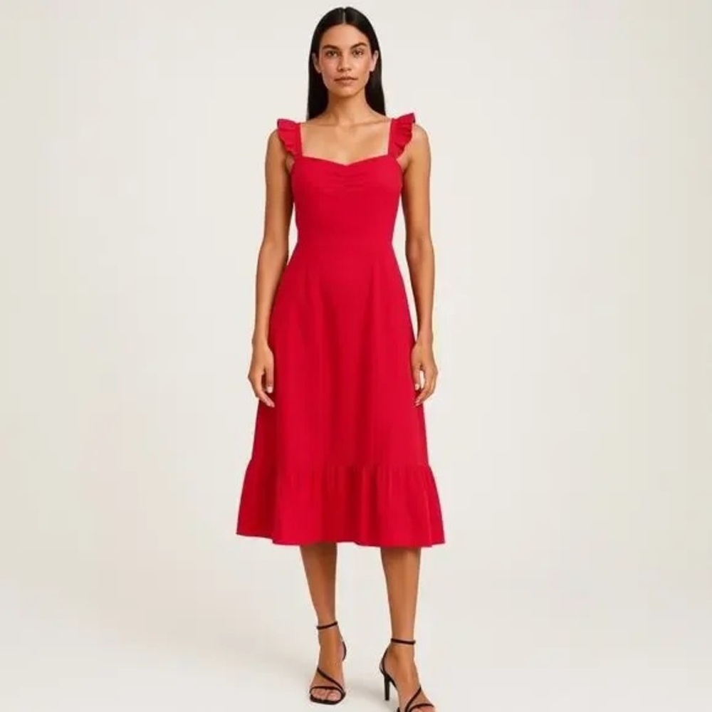 Lulu's Vibrant Red Midi Dress